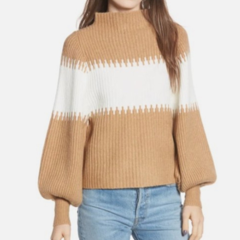 French Connection - Brown and White Ribbed Sweater